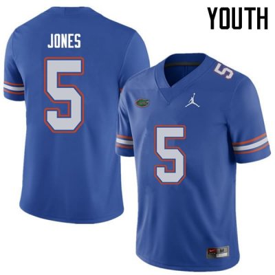 Youth Florida Gators #5 Emory Jones NCAA Jordan Brand Royal Authentic Stitched College Football Jersey MMB1262IC